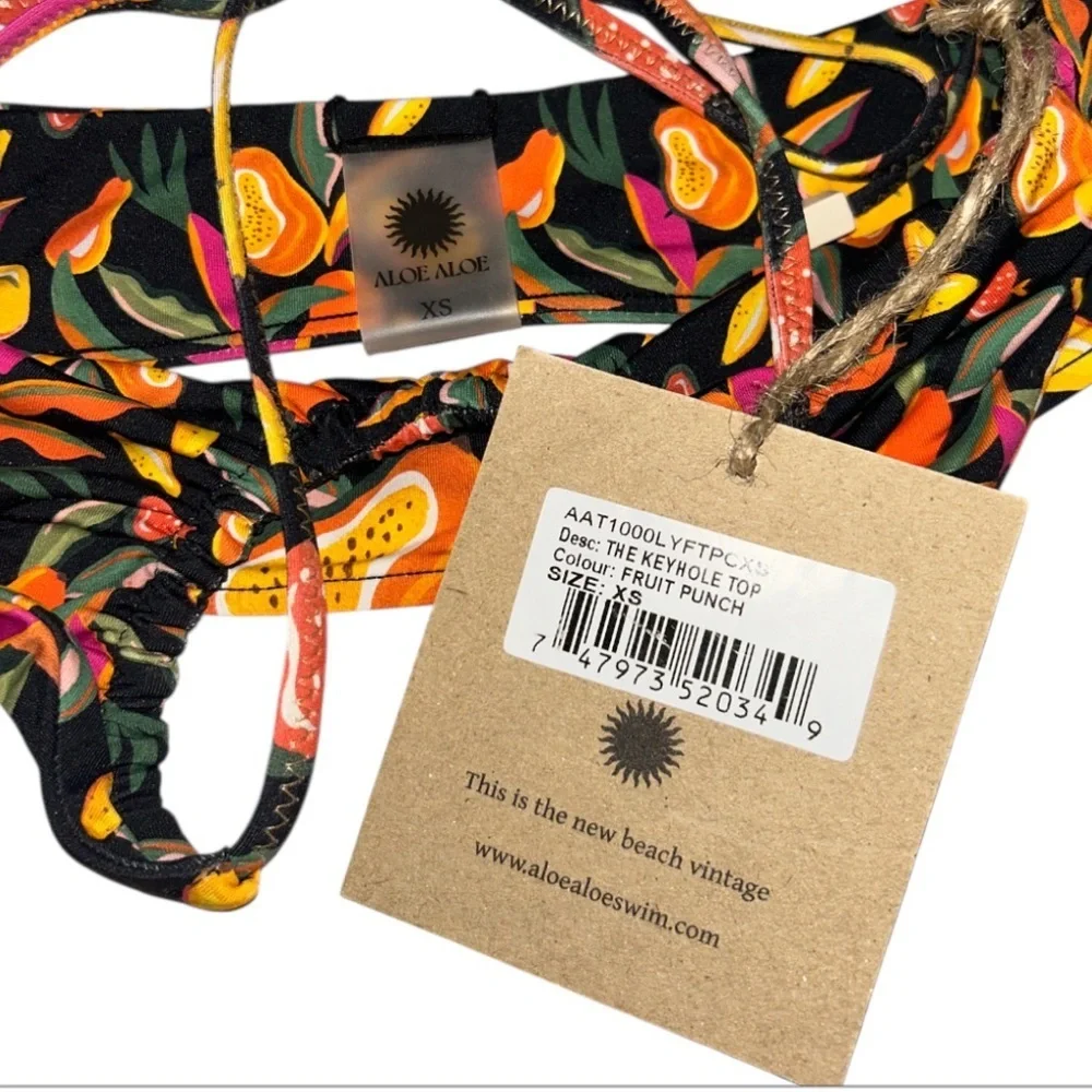 NWT ALOE ALOE SWIM The key hole top n high hip bottom in fruit punch size XS/SM